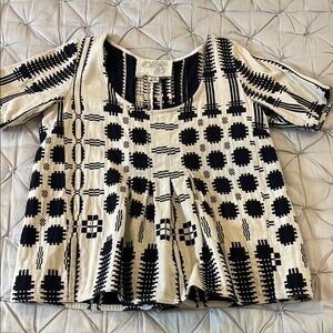 Ace & Jig Black and Cream Boxy Pleated Blouse